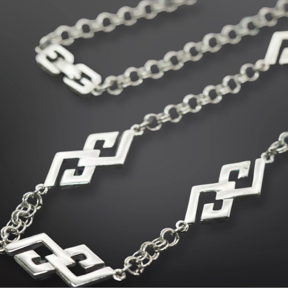 AUTHENTIC VINTAGE GIVENCHY SILVERTONE CHAIN GG CLASP LONG NECKLACE 30" NR - Picture 11 of 12